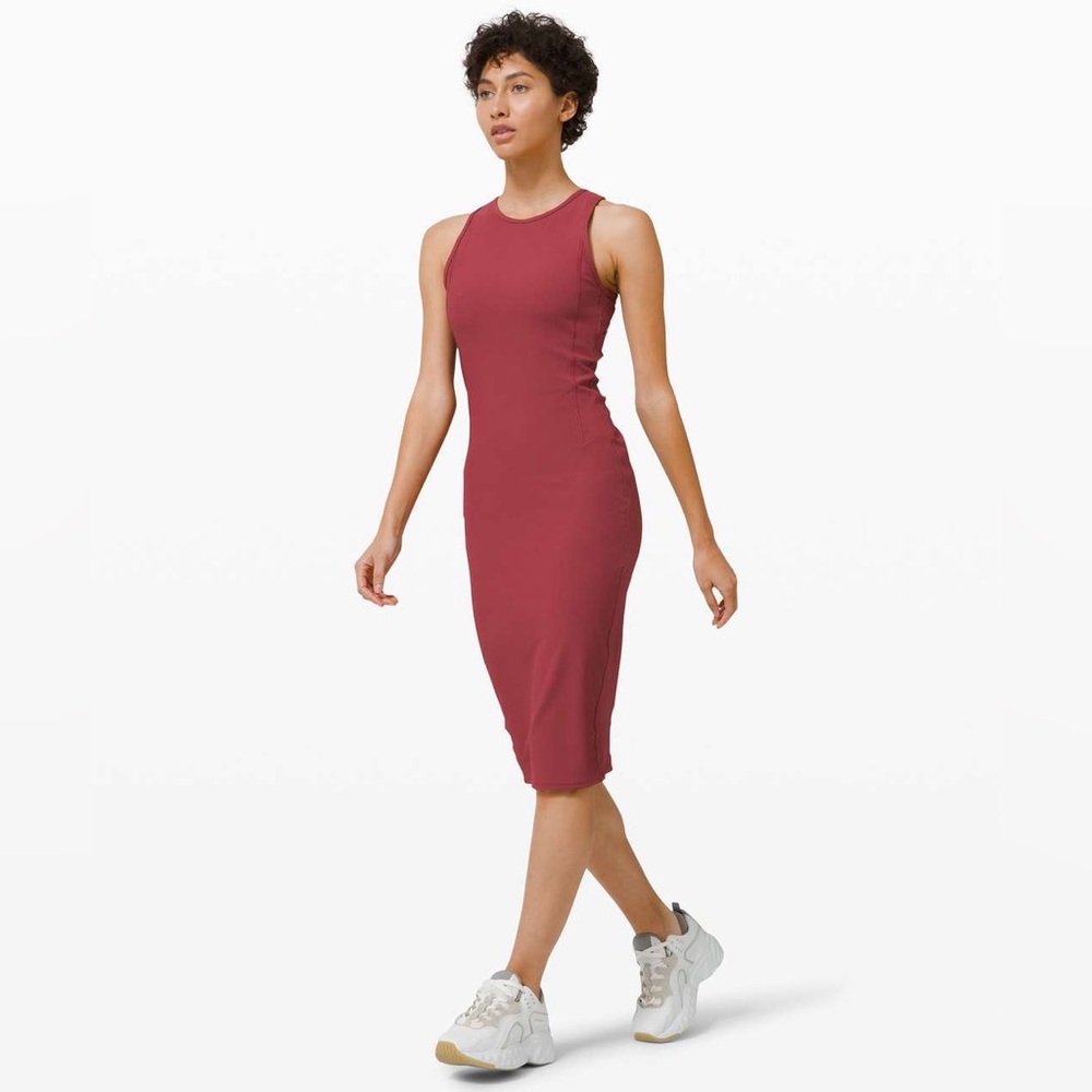 Lululemon Women's Brunch And Back Ribbed Tank Top Style Midi Dress Casual Sz 6